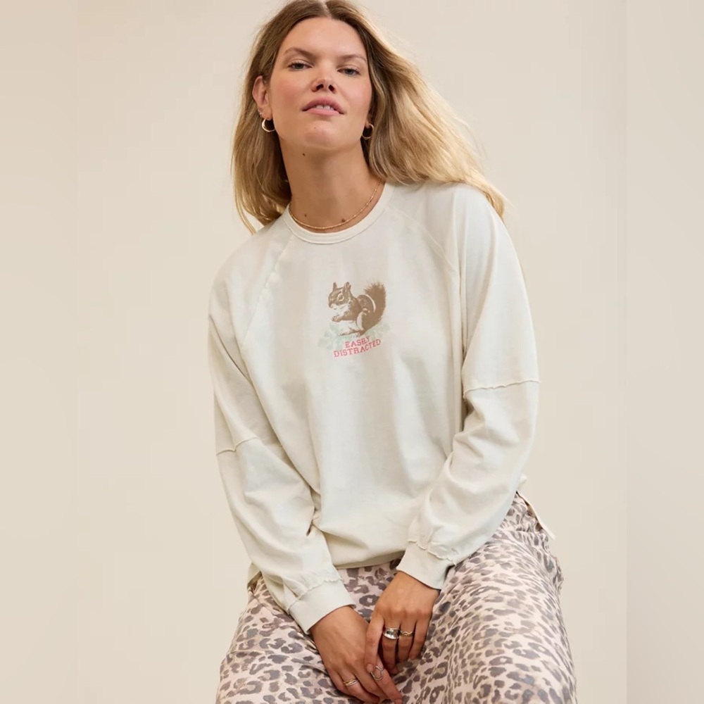 NWT Aerie Cozy Long Sleeve Oversized Boyfriend T-Shirt, Women’s Size XS